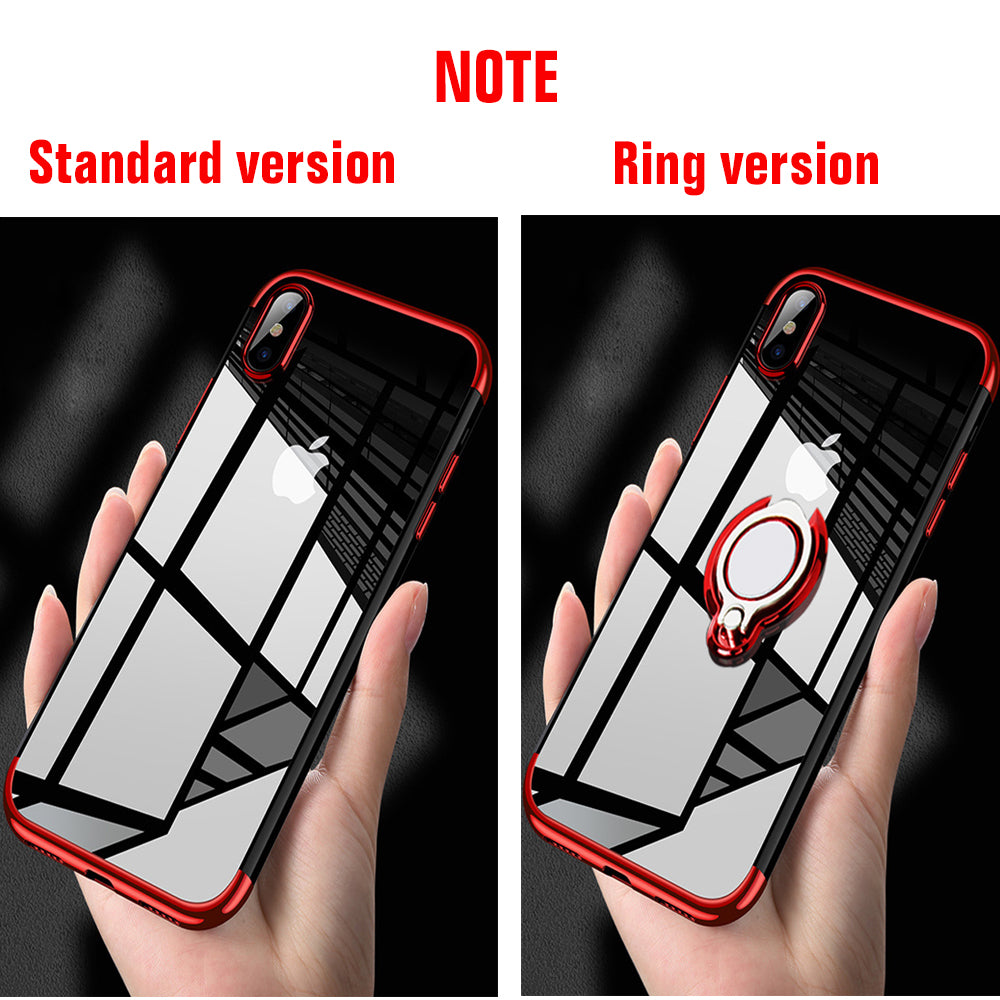 Transparent Plating Metal Ring Kickstand IPhone Case