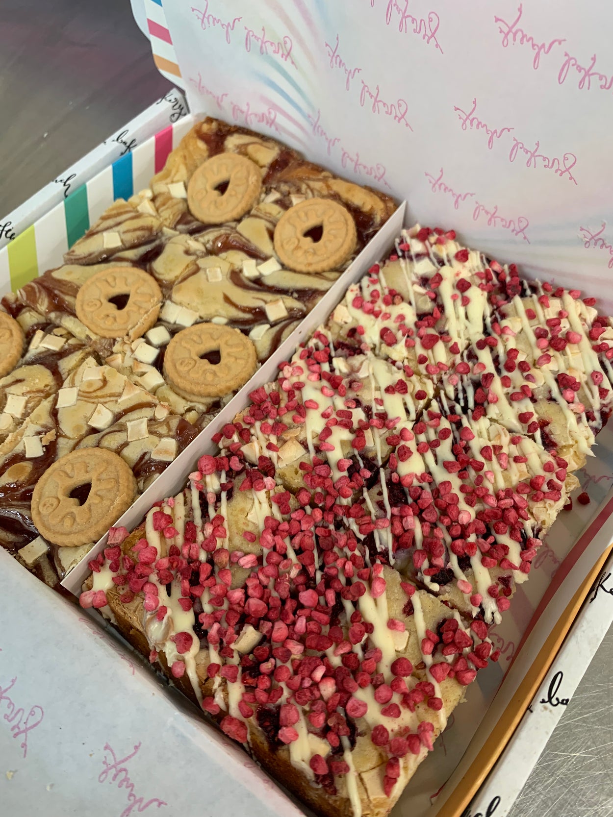 Raspberry White Chocolate Blondie & Jam Blondie Box