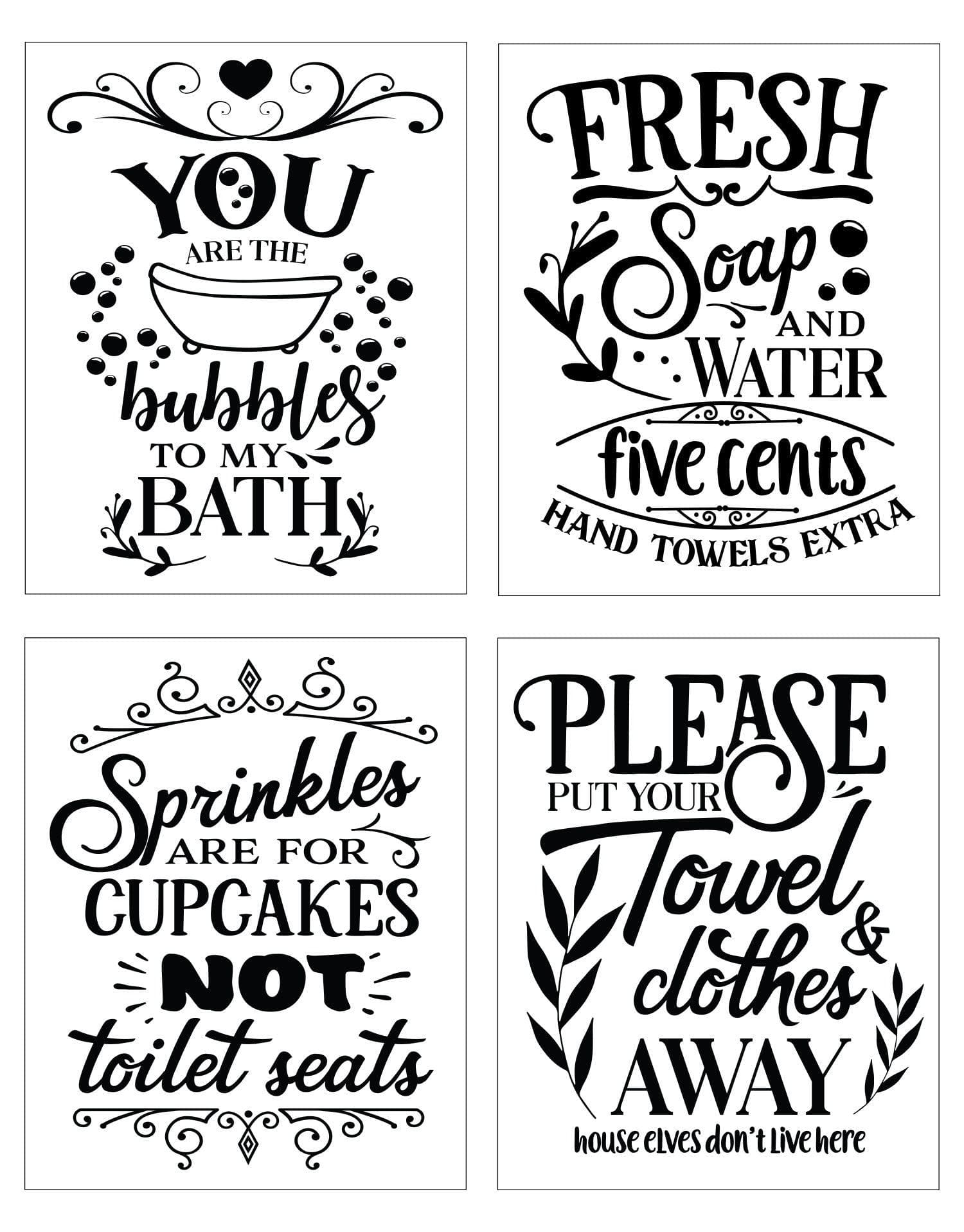 Funny Bathroom Quote Posters (set of 4) Prints. #P1013 – StickerBrand