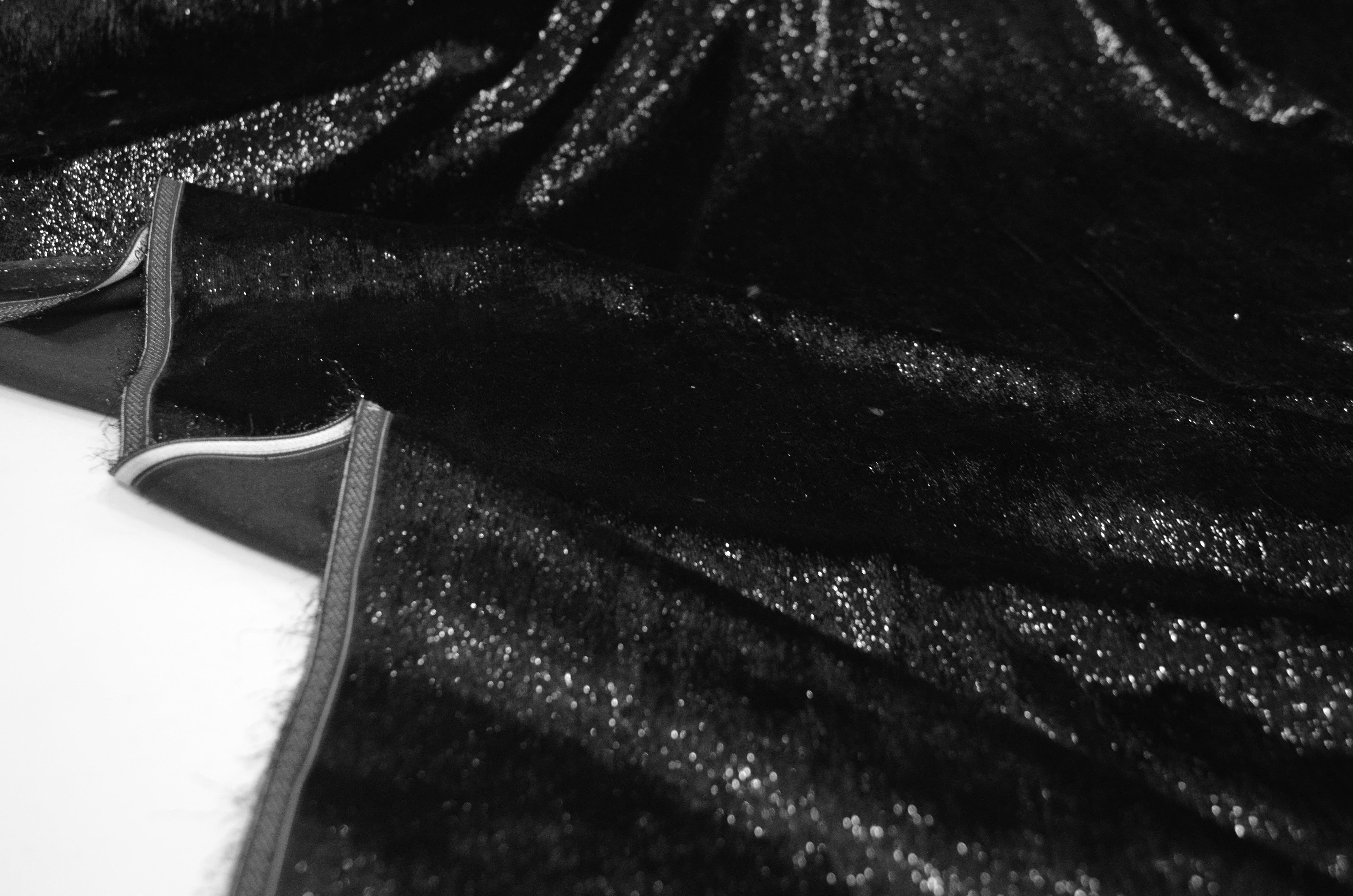 Black Silky Velvet with Metallic Lurex