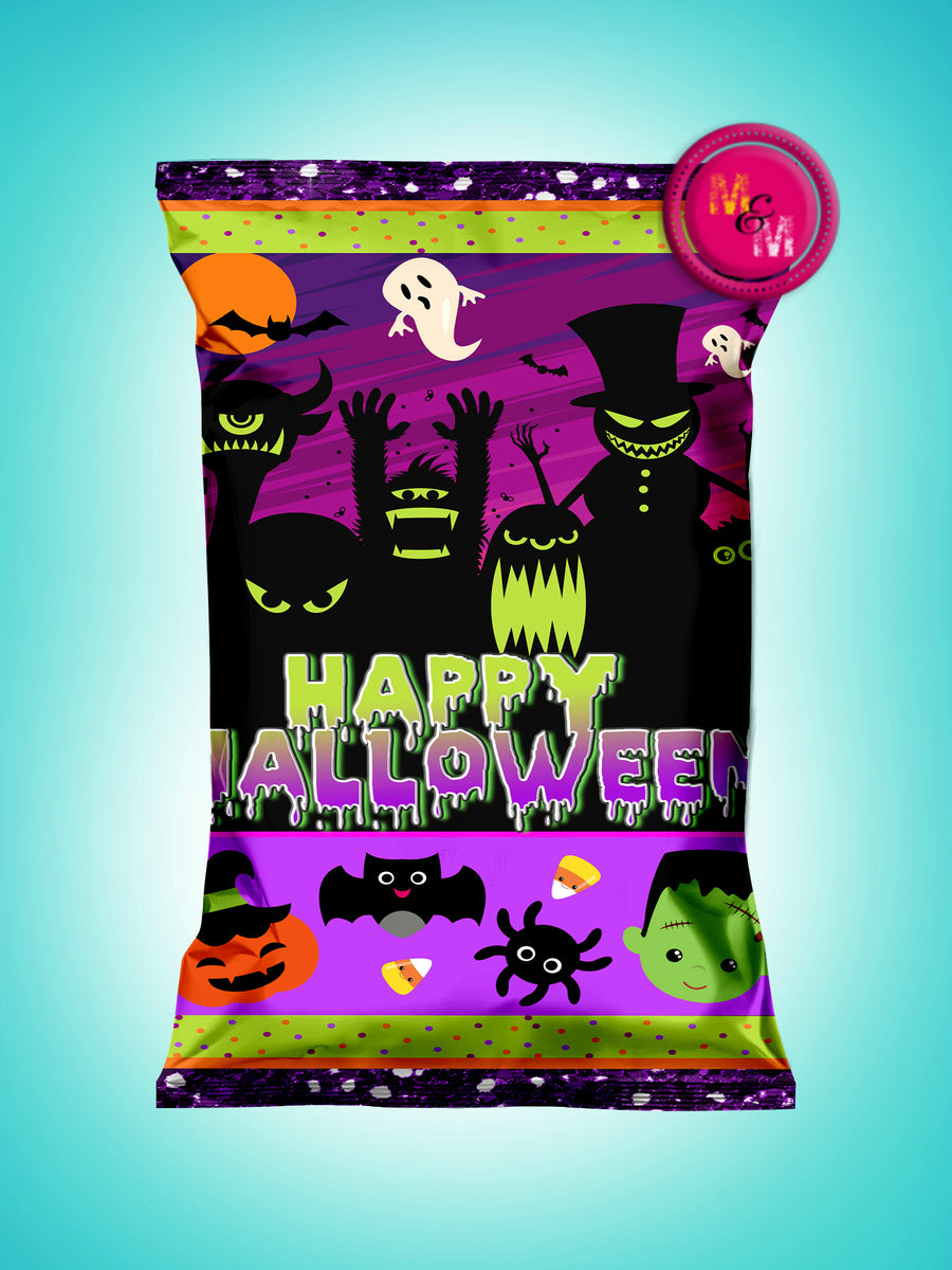 Editable Halloween Chip Bag Printable, Halloween Party Chip bag, Hallo