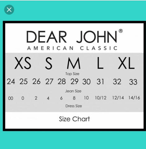 Dear John Size Chart