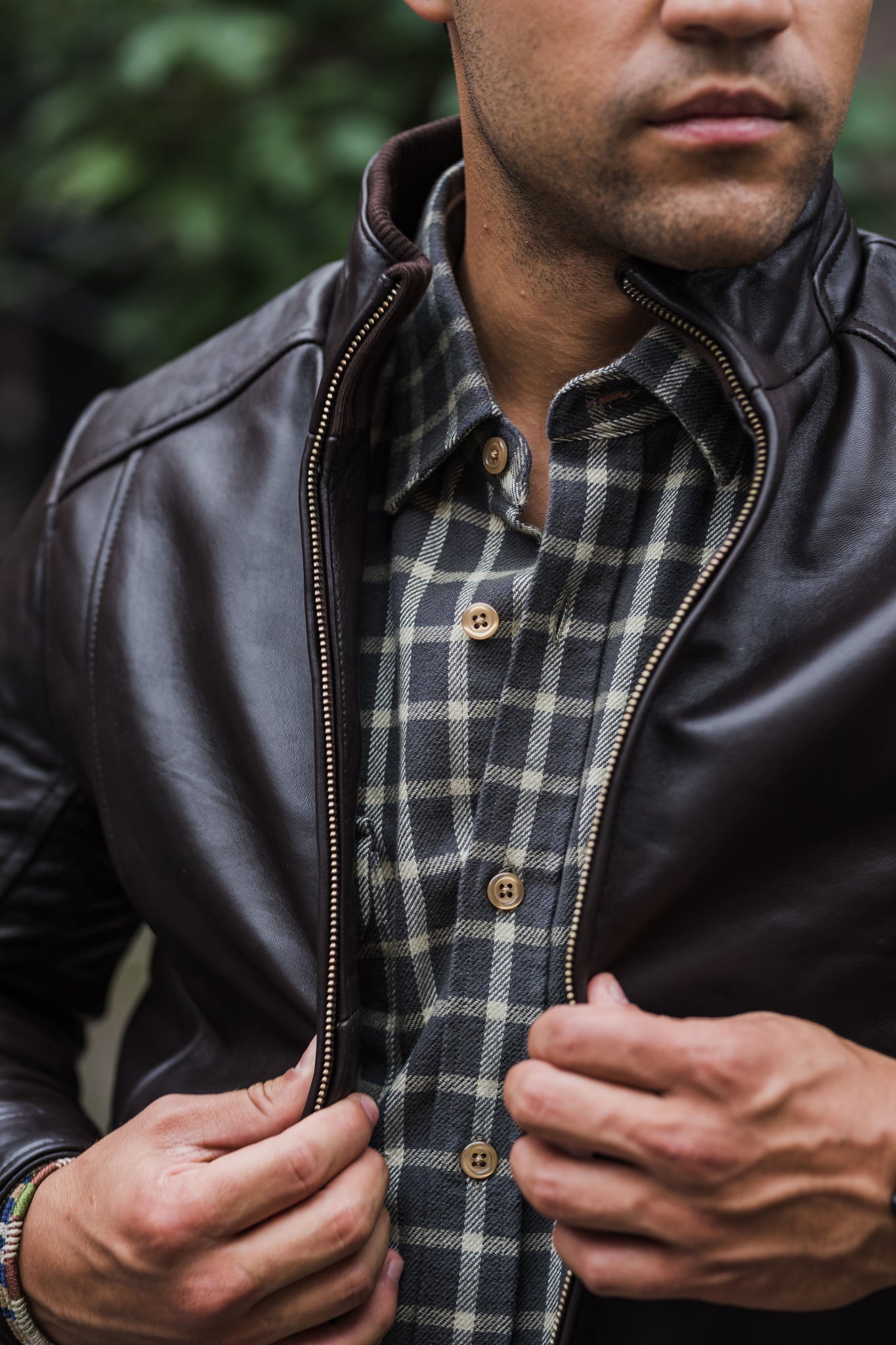 Brown leather jacket