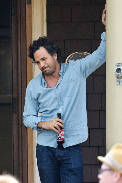 Mark Ruffalo drinking a beer