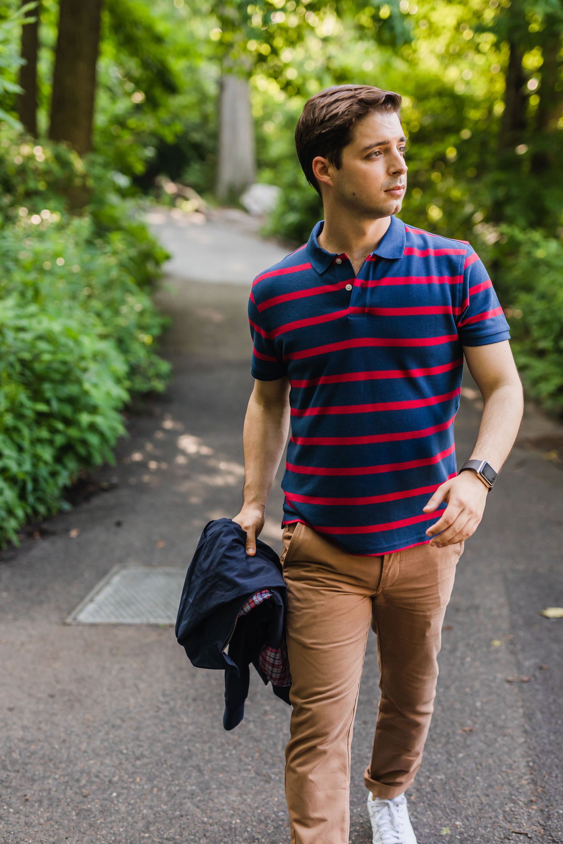 Red blue stripe polo