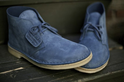 clarks desert boots blue suede