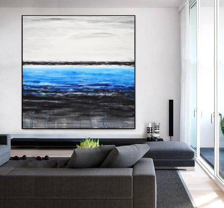 Deep Waters Abstract Painting Blue White Black