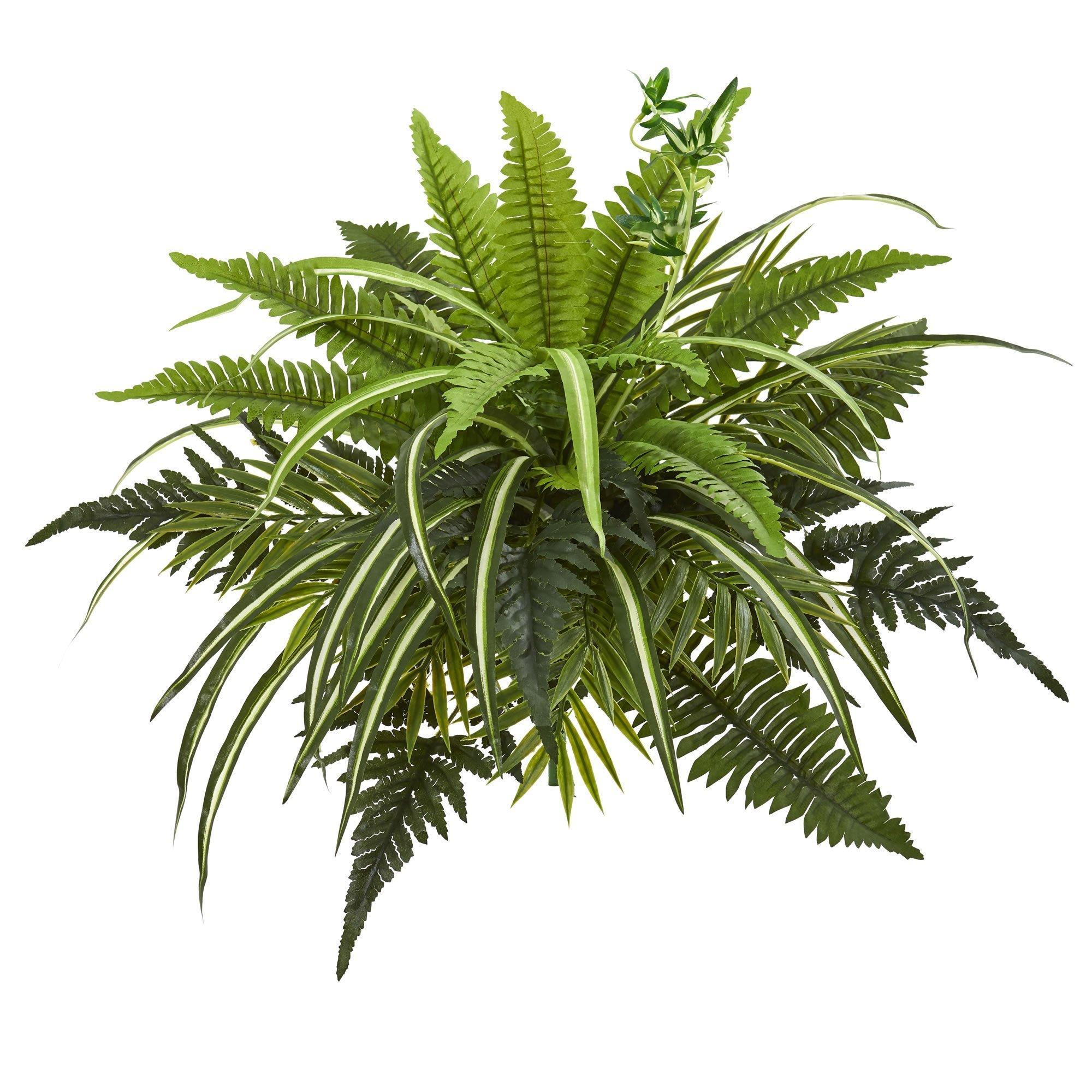 22” and Fern Artificial Bush Plant (Set of 3) | Nearly Natural