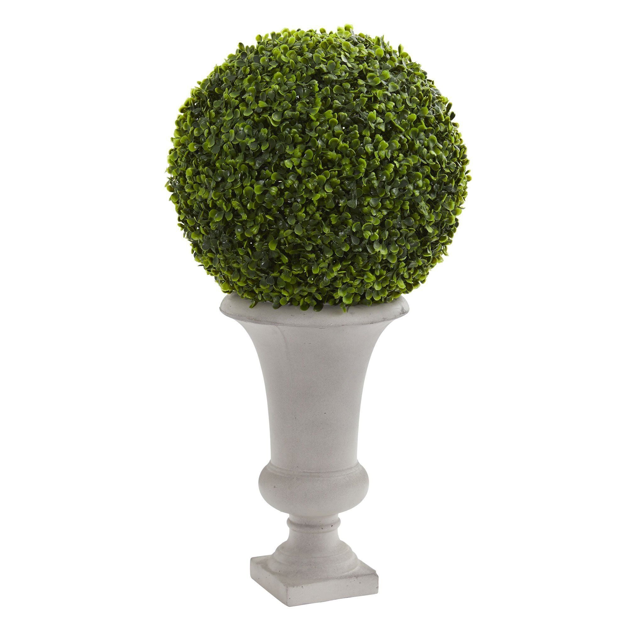 28” Boxwood Ball Topiary Artificial Plant in Urn (Indoor/Outdoor