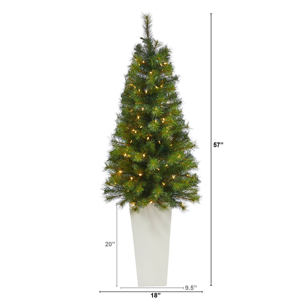 57" Green Valley Pine Artificial Christmas Tree with 100 ...