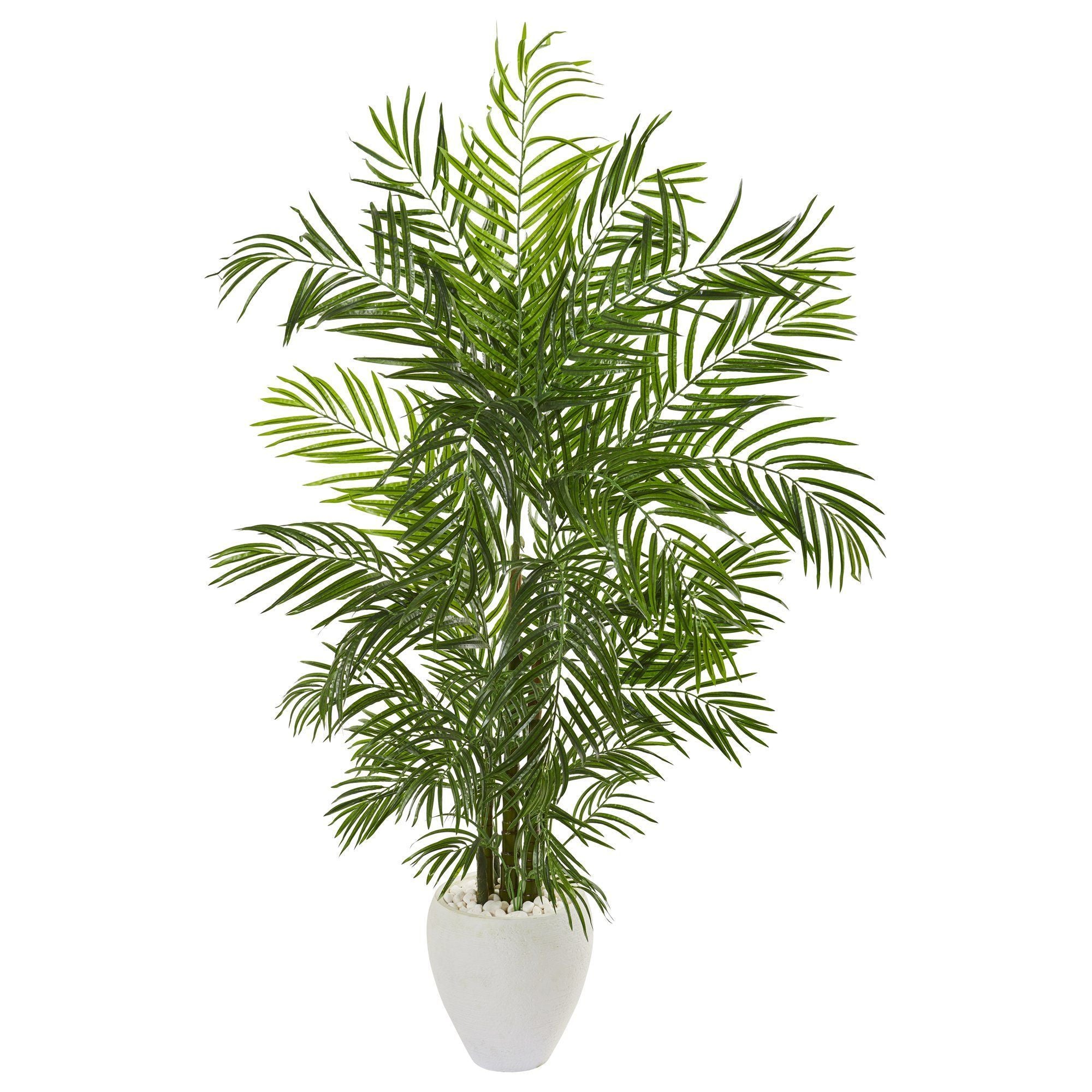 64” Areca Palm Artificial Tree in White Planter UV Resistant (Indoor