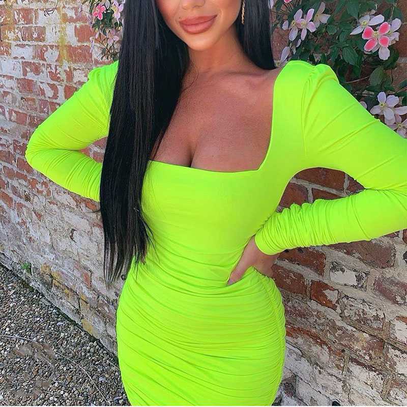 neon green tight dress