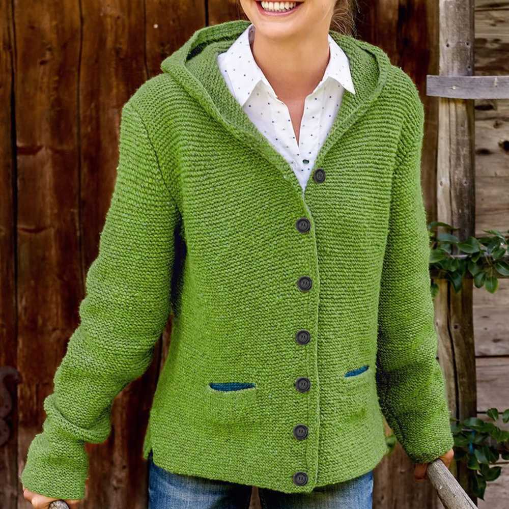 Hooded Cardigan Knitted Sweater Jacket 