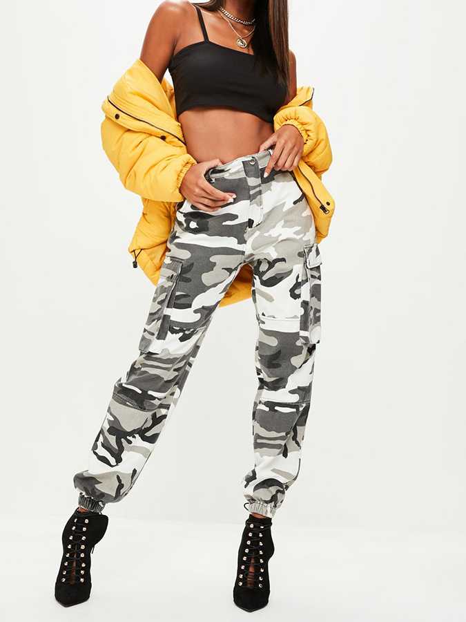 camo cargo pants grey