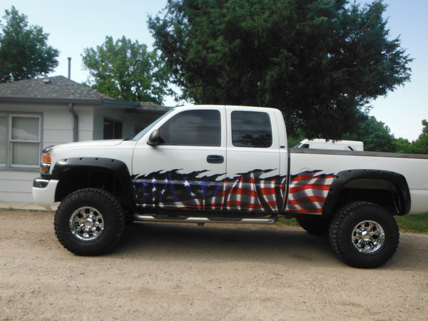 american flag truck wrap