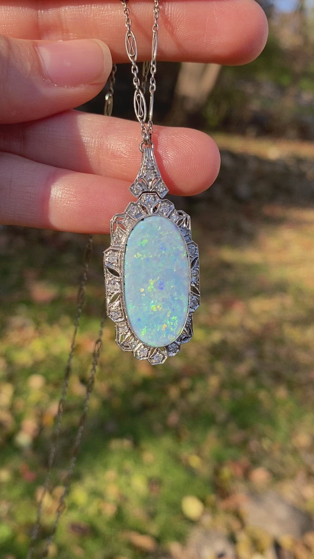 platinum opal necklace