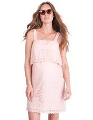 Seraphine pregnancy nursing dress broderie anglaise pink blush