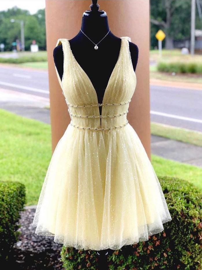 light yellow hoco dress