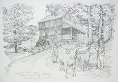 Custom Made "Wight Grist Mill" Picture Charles H. Overly 11 1/2in x 7 1/2in Vintage Paper -- Used
