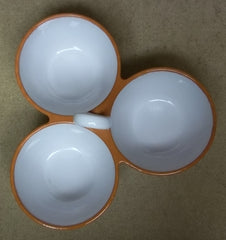 Hallmark Snack Dish with 3 Bowls White 11in x 10in 21-35rt * Ceramic -- Used