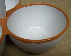 Hallmark Snack Dish with 3 Bowls White 11in x 10in 21-35rt * Ceramic -- Used