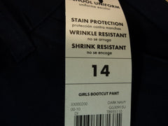 George Pants School Uniform Bootcut Cotton Polyester Female Kids 14 Blues Solid -- New With Tags
