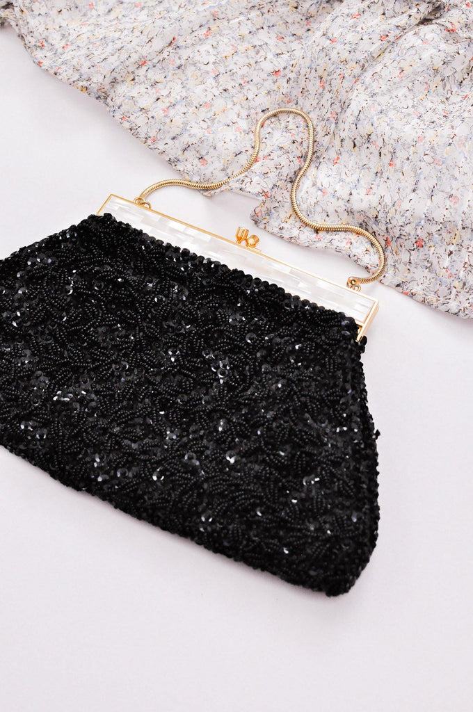 black beaded clutch