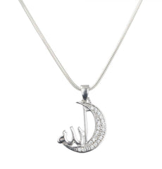 Muslim Women's Silver Necklace Allah Crescent