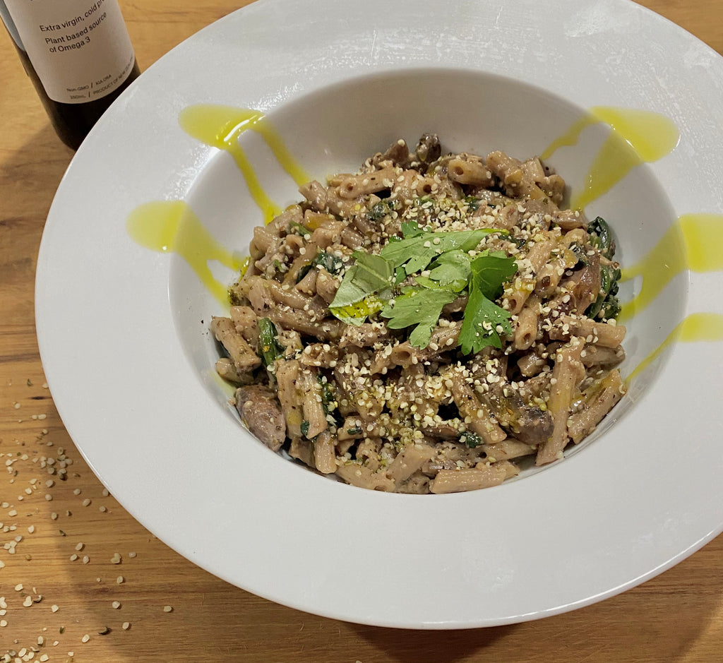 Mushroom Pasta Hemp Recipe - The Brothers Green