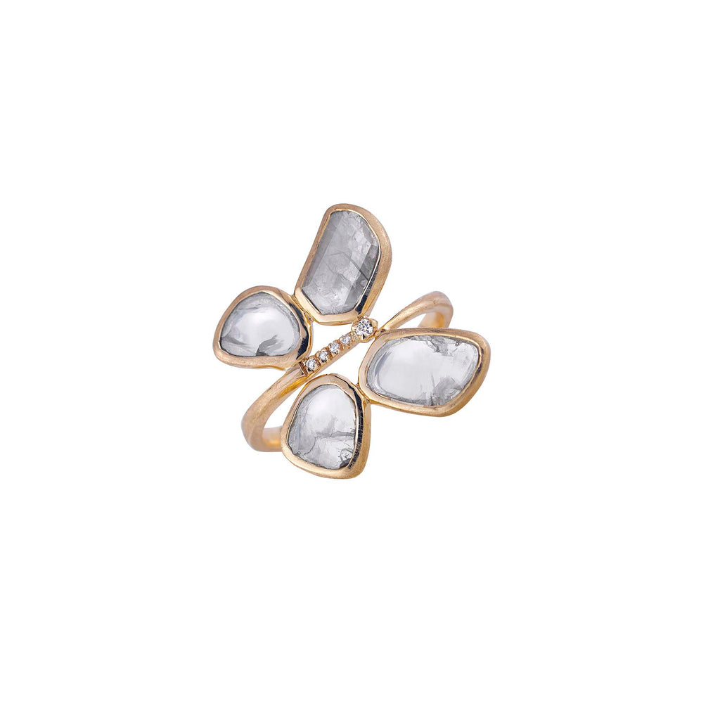 Diamond polki butterfly ring
