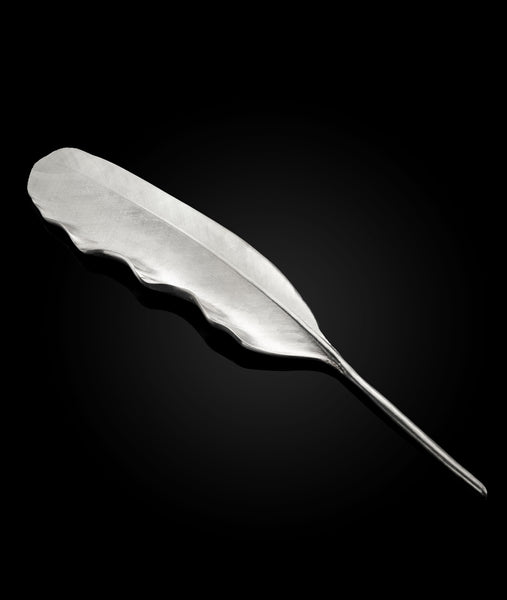 Catherine Zoraida solid silver feather paper weight and letter opener