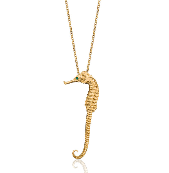 Gold Seahorse Pendant by Zoraida London Jewellery, nature inspired jewellery