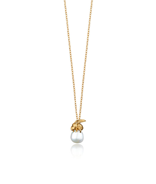 Gold Honey Bee and Pearl Pendant by British jeweller Catherine Zoraida.