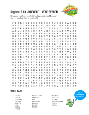 word search, Morocco, Marrakech, Kid's Games, 