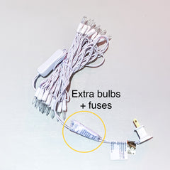 Extra bulbs and fuses on light strand