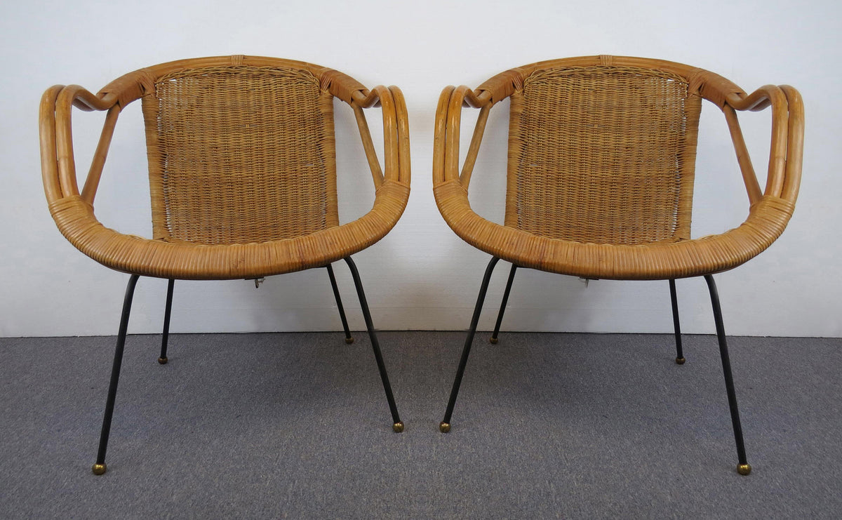 Vintage Mid Century Modern Rattan Sculpted Bamboo Hoop Chairs With I Edgebrookhouse