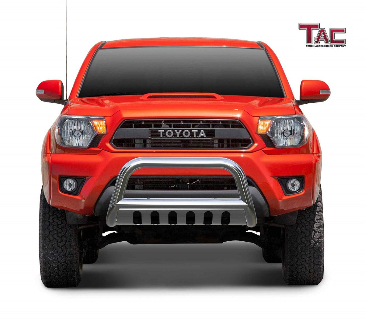 For 2005-2015 Toyota Tacoma Black Powder Coated Bull Bar Grill Guard Bumper With Skid Plate & Light Holes Super Drive B02G1041