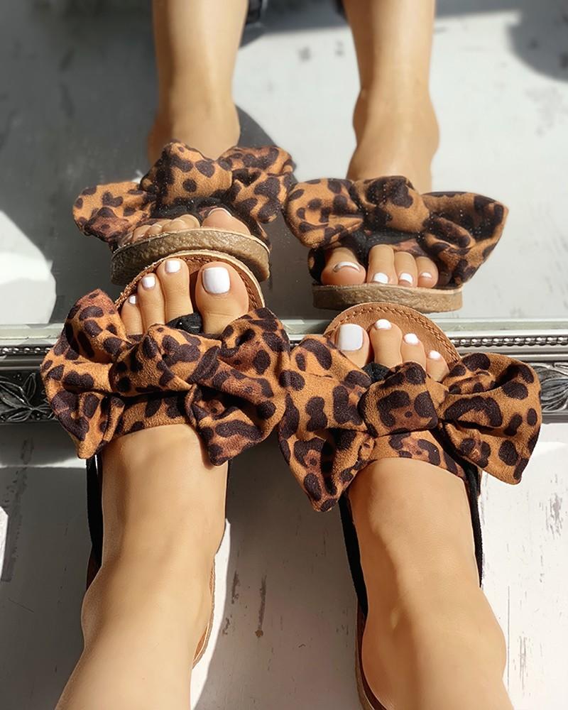 Leopard Bow Sandals – Butterfly Threads 