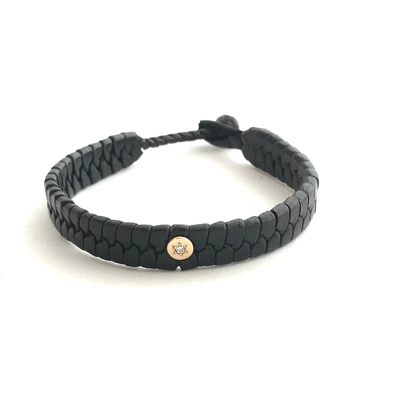 14k Diamond Leather Bracelet