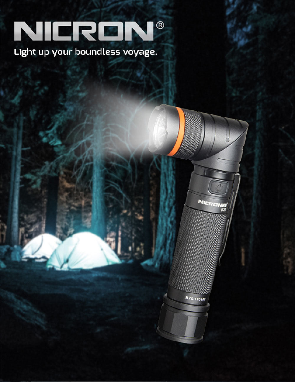 Nicron Flashlight B70 High Brightness Magnetic Twist Led Flashlight with 9 Modes