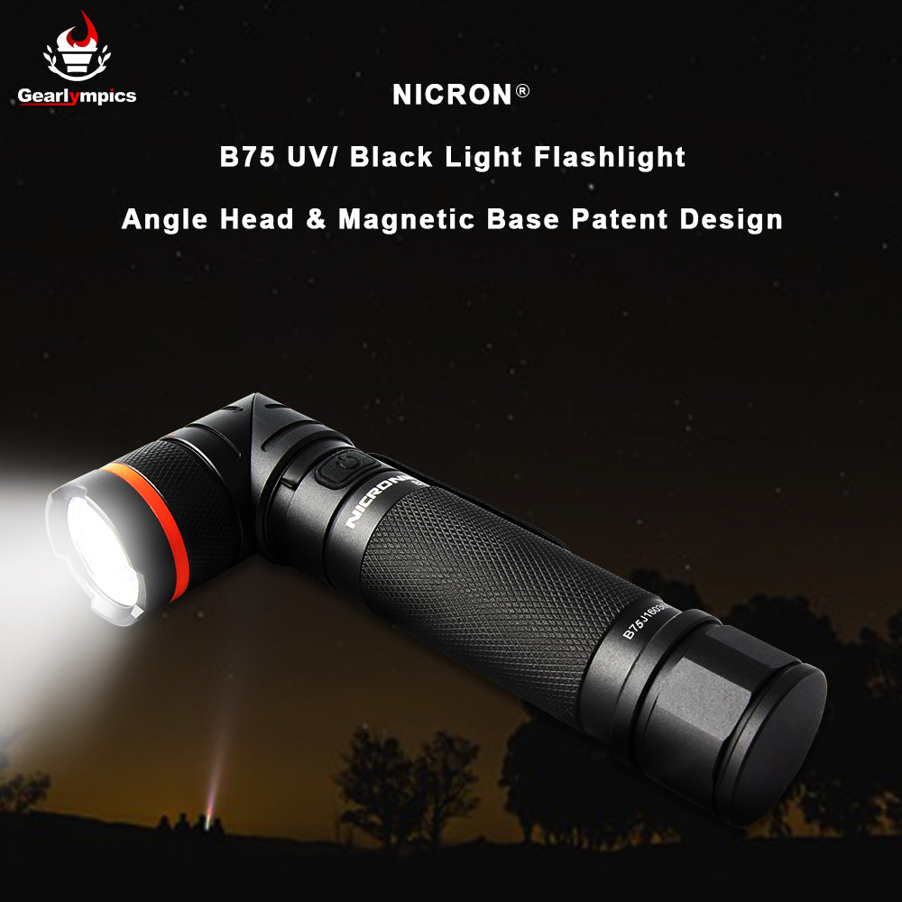 Nicron B75 Black Light Flashlight with Magnetic Head Waterproof Ultraviolet Flashlight
