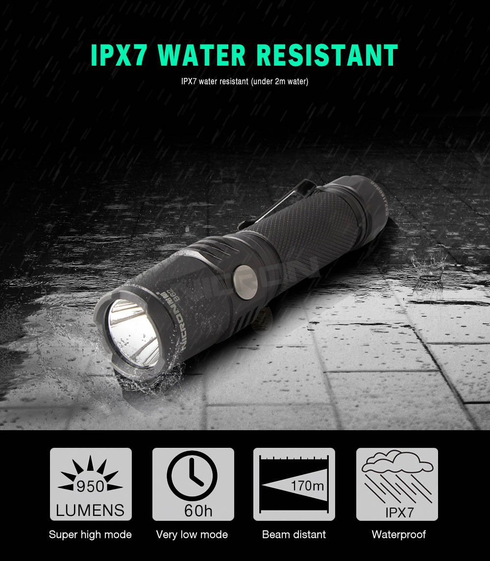 Nicron B62 Portable Waterproof Flashlight