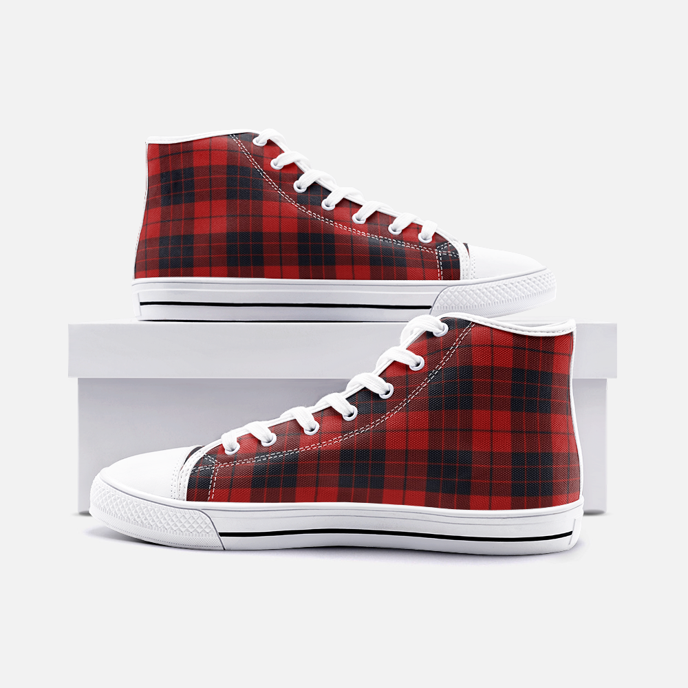 black and red plaid shoes