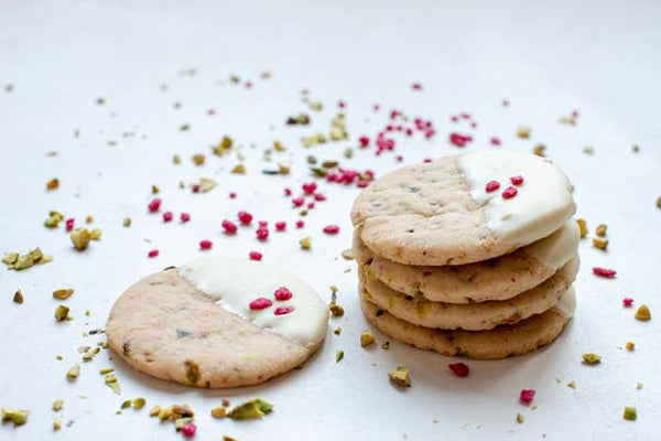 Rose, Pistachio And White Chocolate Shortbread Biscuits Recipe