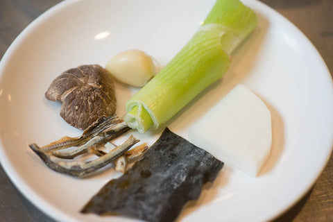 Kombu sheets and shiitake mushrooms ingredients for Korean soup stock
