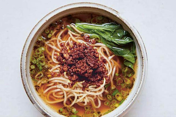 Fuchsia Dunlop’s Sichuan soup noodles with minced pork topping