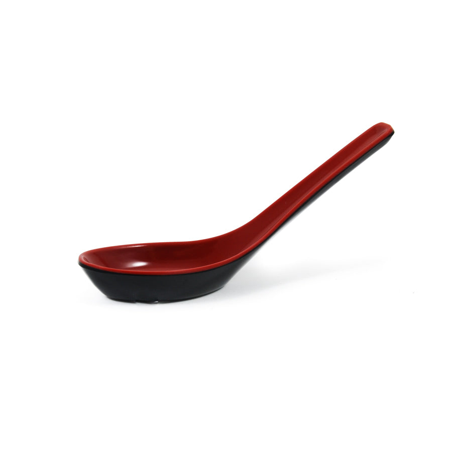 Chef Miso Set of 6 Red and Black Large Japanese Soup Spoons 