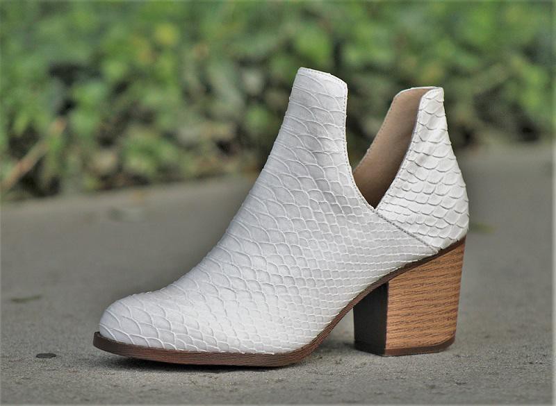 white snake print booties