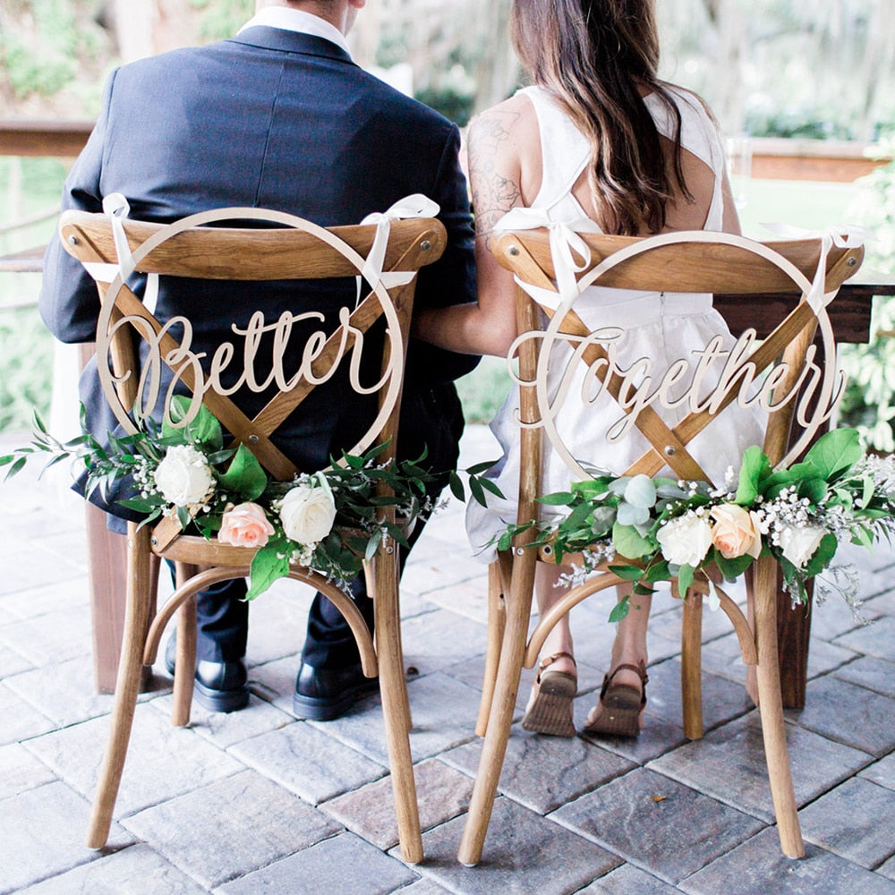 Diy Chair Decor Wooden Hanging Signs Chair Banner For Wedding