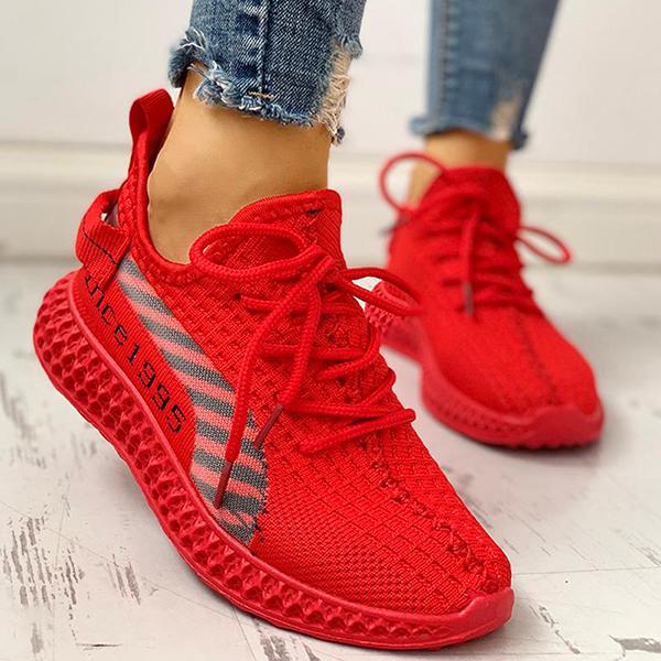 red casual sneakers